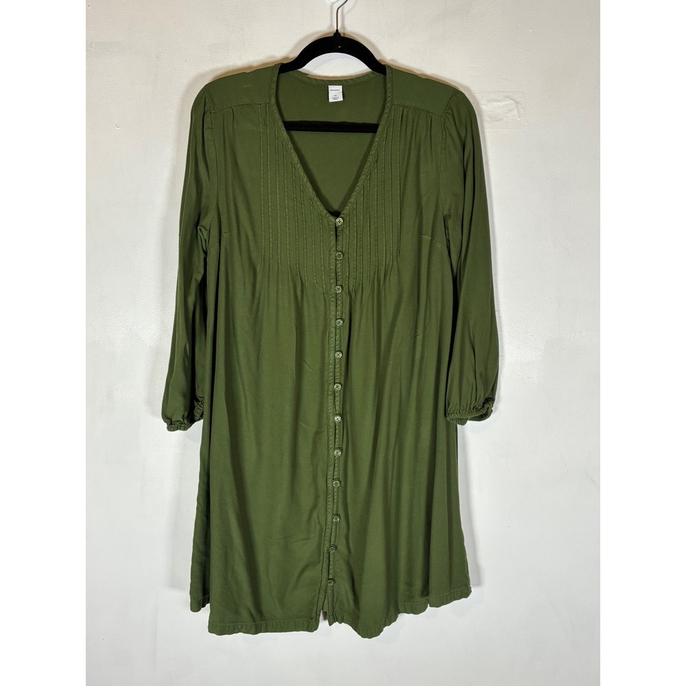Old Navy Women's XS Olive Green Button Front Tunic Blouse 3/4 Sleeve